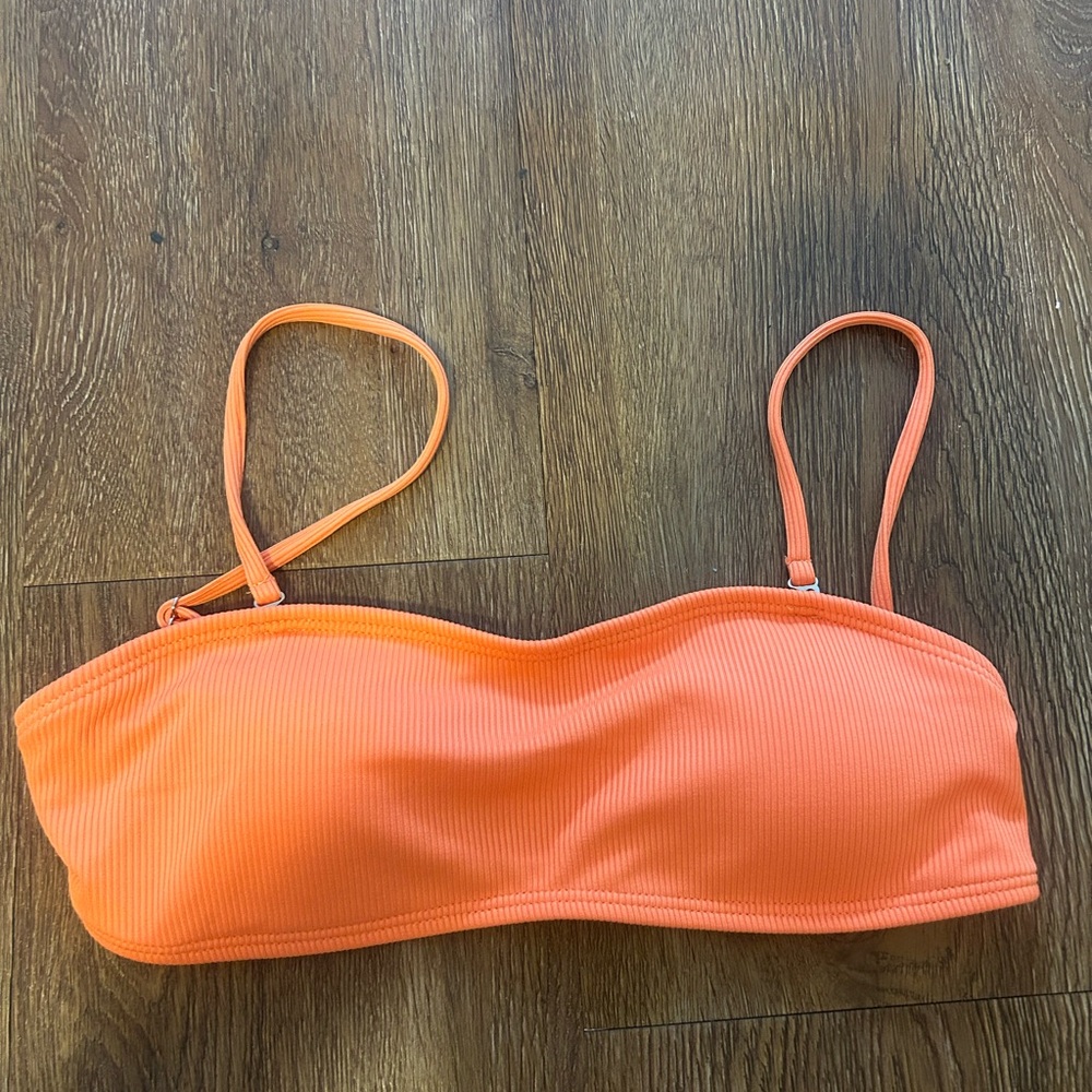 Vibrant Orange Ribbed Bikini Top